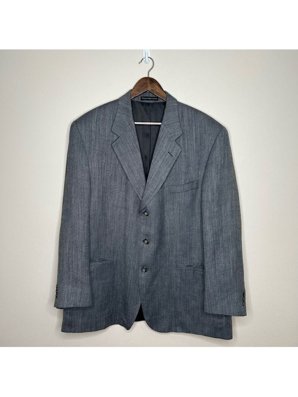 Oscar De La Renta Sport Coat Herringbone Grey Size 52 Large